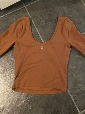 lululemon athletica Long Sleeve Scoop Neck Top - Rust Brown
